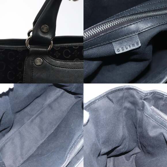 CELINE C Macadam Canvas Boogie Bag Hand Bag Black Silver - Picture 11 of 12